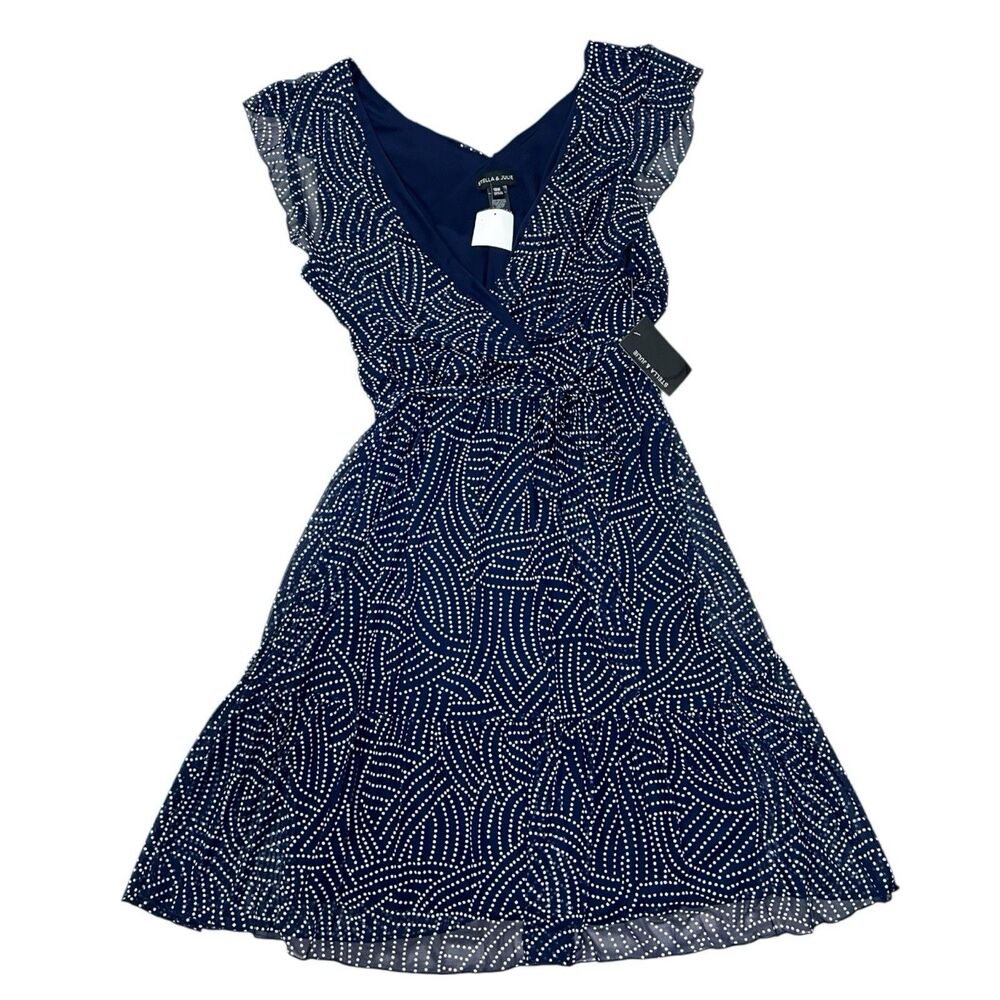 Stella & Julie Boho Artsy Dress Blue Ruffle A-line Sleeveless Women’s Size 18W